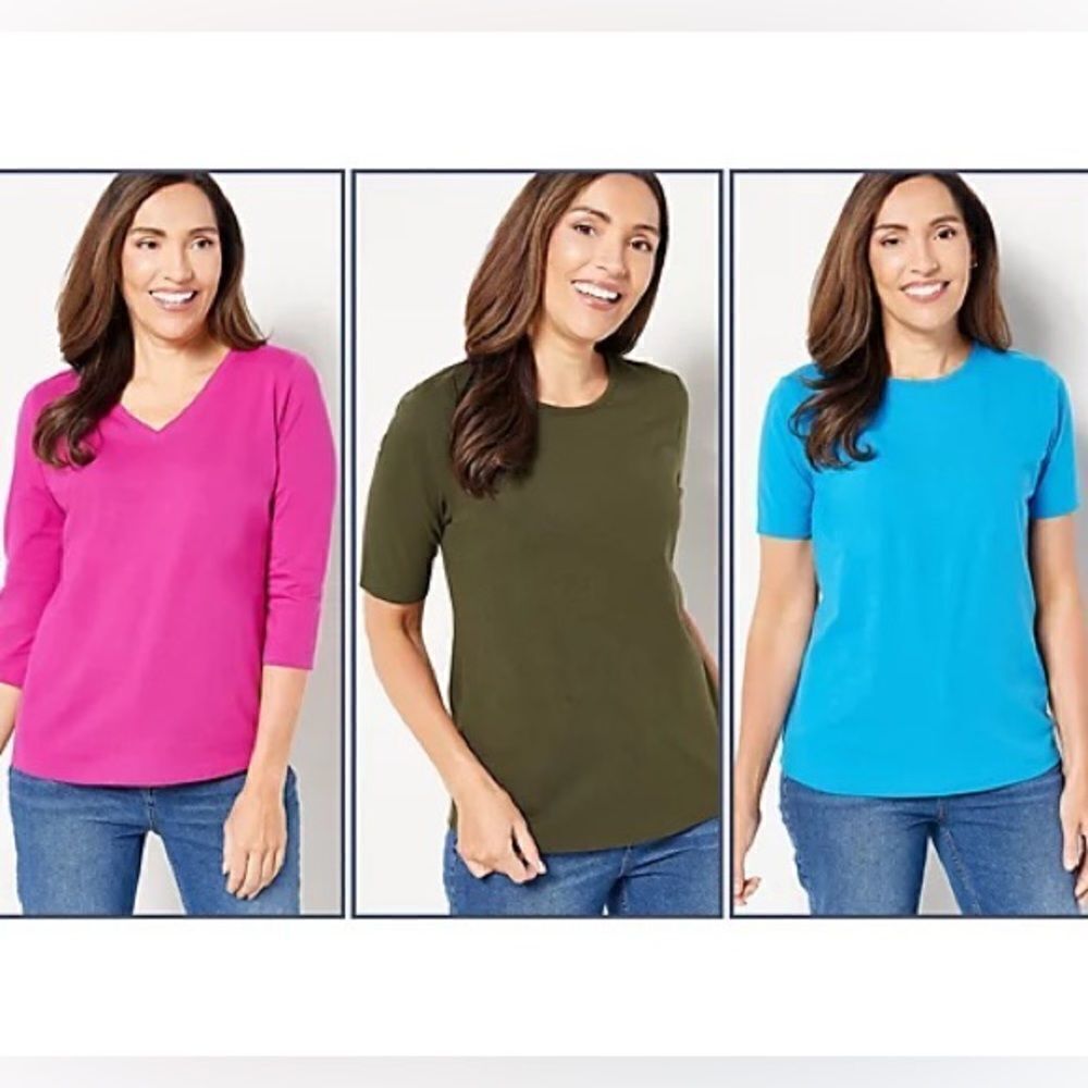 Denim & Co. Essentials Perfect Jersey Set of Three Knit Tops